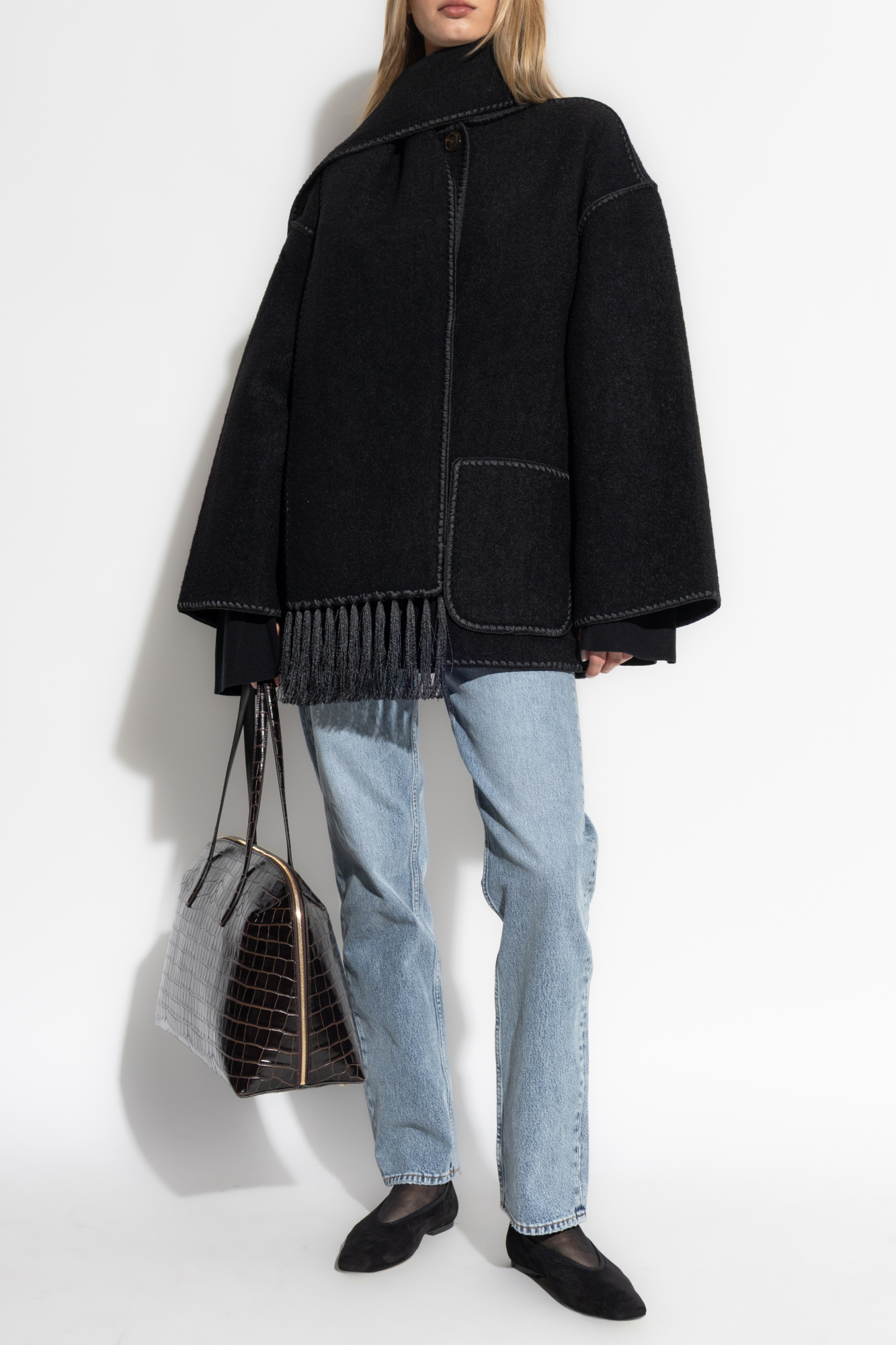 Black Wool jacket with scarf TOTEME - Vitkac AS